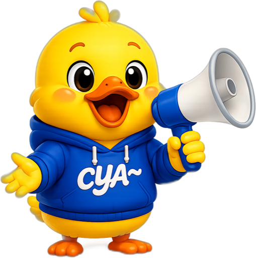 CYA mascot duck with megaphone